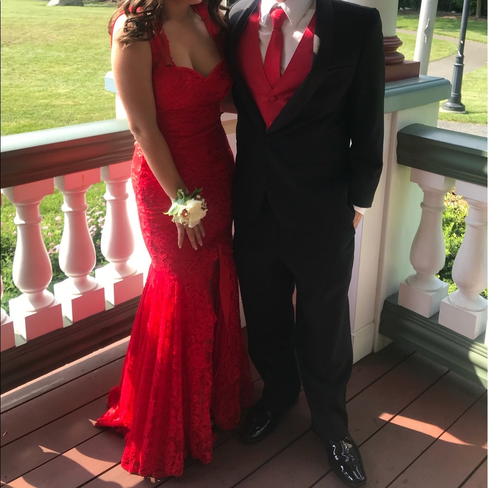 Red Lace Prom Dress